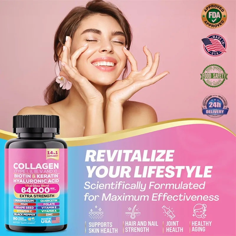 Complete Collagen Complex | 5-Type Beauty Formula with Biotin, Keratin & Hyaluronic Acid